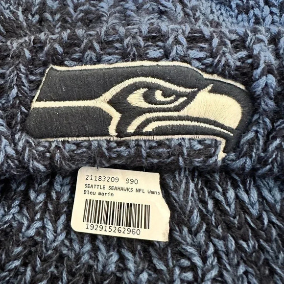 47 Brand NFL Seattle Seahawks Navy Meeko Cuff Pom Beanie - Picture 4 of 6